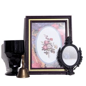 Vintage Vampy Dark Academia Cottagecore Decor Box Brass Bell Small Black Ornate